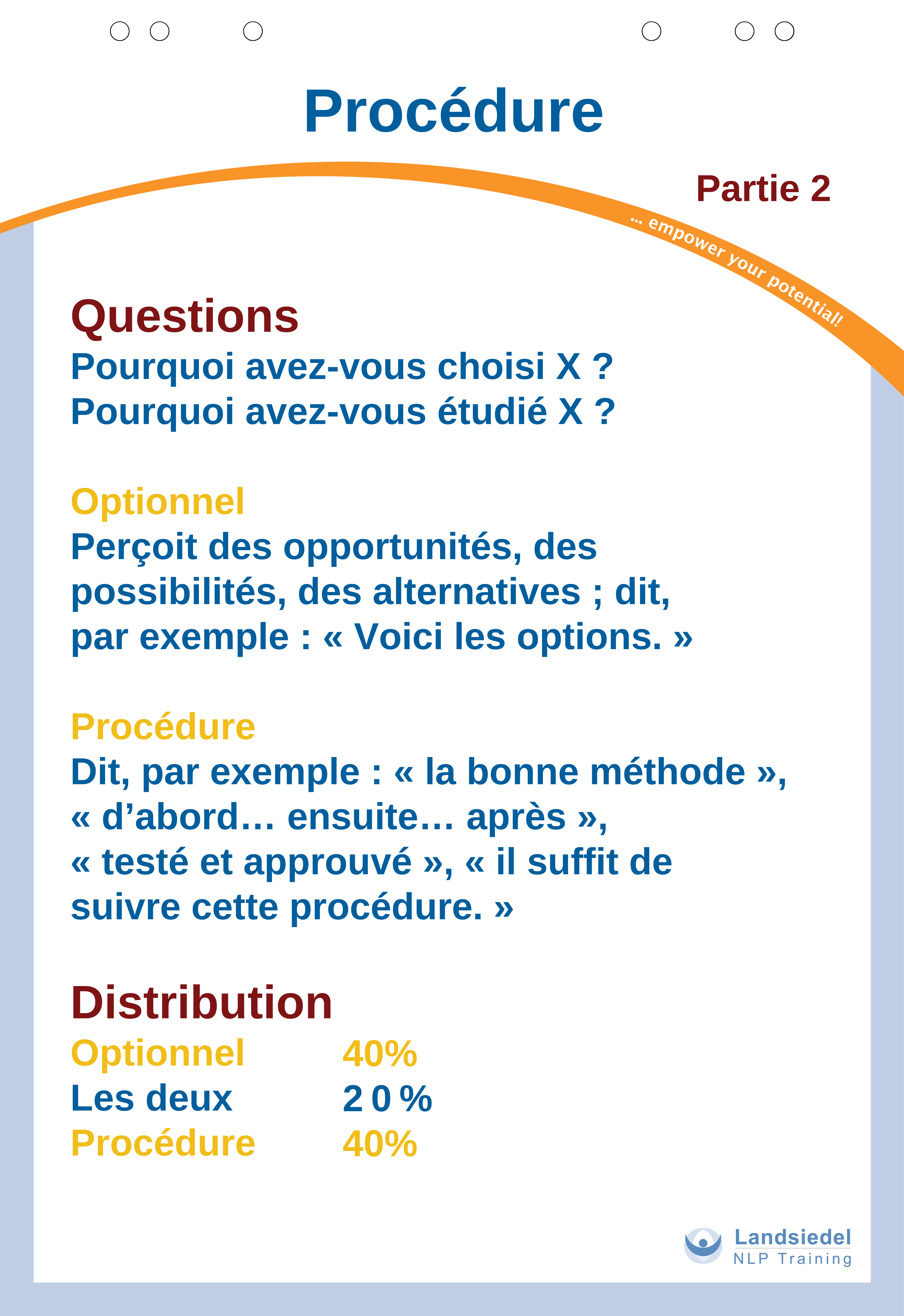 Options - Procédures