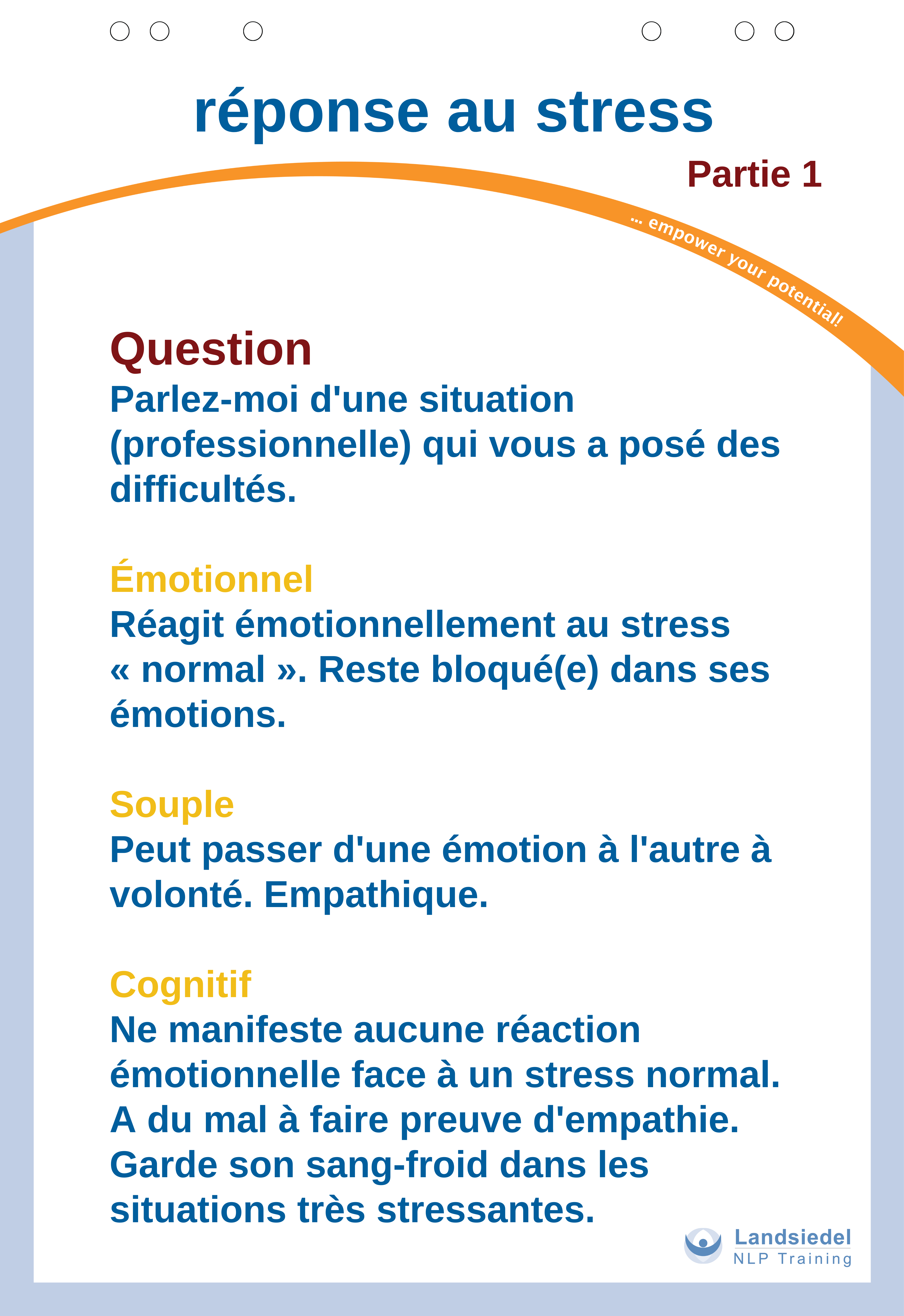 Réaction au stress Partie 1