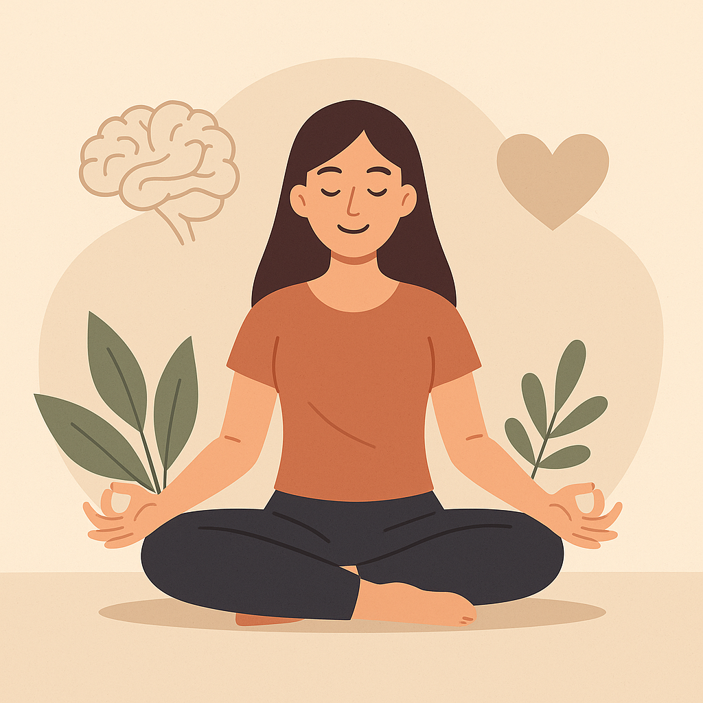 Illustration d'une femme avec une expression calme, symbolisant la force mentale à travers les affirmations